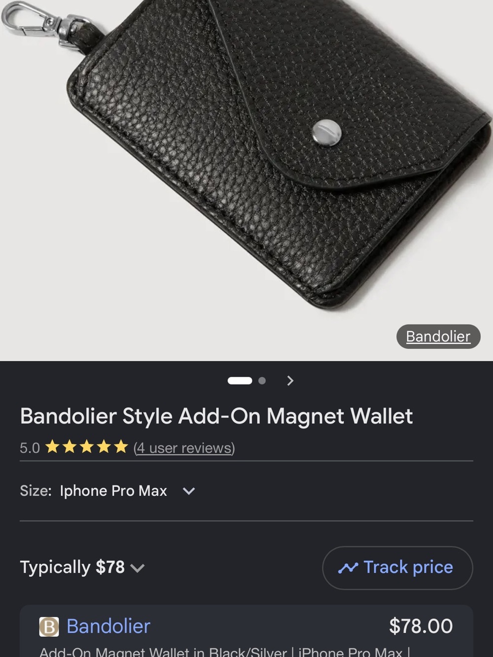 Bandolier Magnet Wallet in Black/ silver